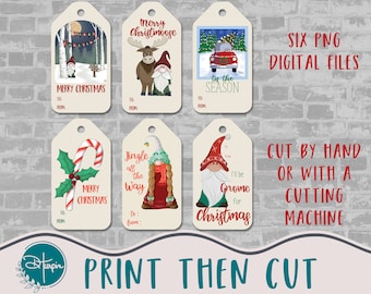 Christmas Tags Printable, Christmas Gnomes, Gift Tags, Digital Download, YOU PRINT