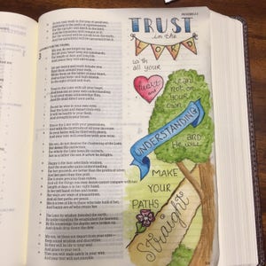 Bible Journaling Verse Art Margin Art Bookmark featuring Proverbs 3:5-6, Trust in the Lord. image 3