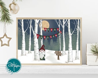 Winter Wonderland Gnome Digital Print | Christmas Printable | Holiday Wall Art | Holiday Decor