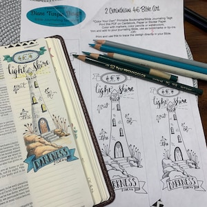 Bible Journaling Verse Art - Margin Art - Coloring Bookmark featuring 2 Corinthians 4:6 - Let Light Shine in the Darkness