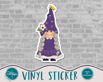 Gnome Girl Vinyl Sticker, Woodland Friends | Journaling | Scrapbooking | Laptop sticker