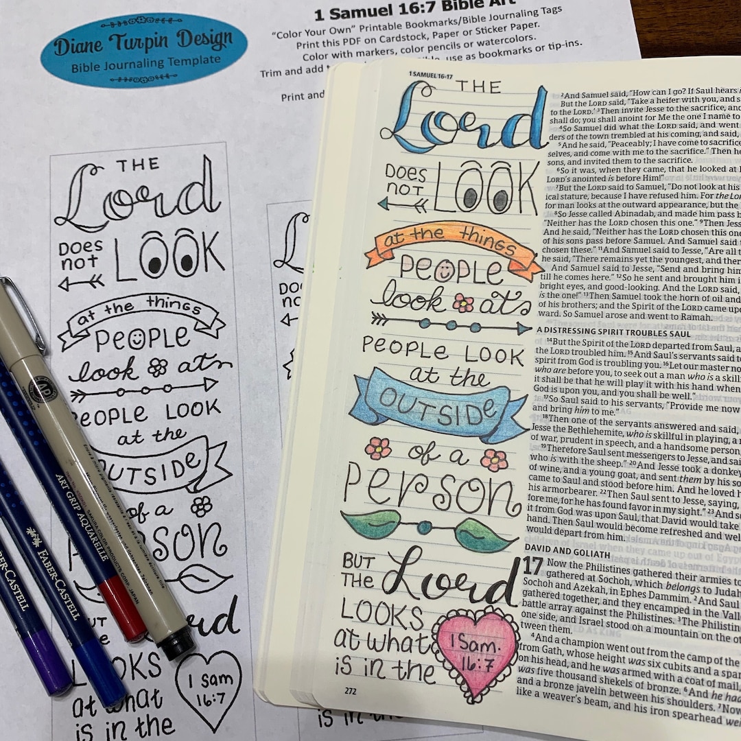 Bible Journaling Verse Art - Margin Art - Bookmark Featuring I Samuel ...