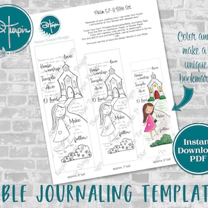 Bible Journaling Verse Art - Margin Art - Coloring Bookmark featuring Psalm 5:7-8 - Worship In Awe