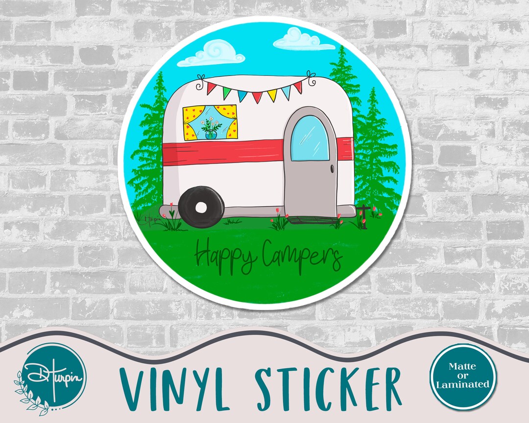 Happy Camper Vinyl Sticker | Camping Journaling Sticker | RV Sticker - Etsy