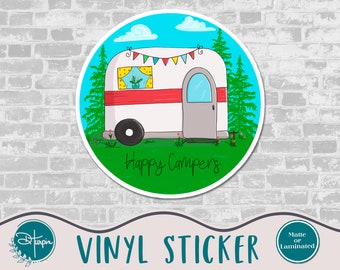 Happy Camper Vinyl Sticker | Camping Journaling Sticker | RV Sticker