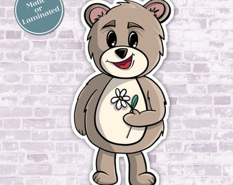 Teddy Bear Vinyl Sticker | Crafting, journaling, BUJO, scrapbooking sticker