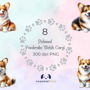 Beloved Pembroke Welsh Corgi PNG Files | Enchanting Dog Lounging Digital Image | Watercolor Illustration | International Dog Day Gift Idea