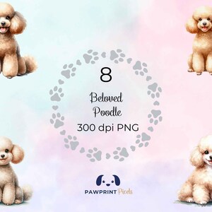 Beloved Poodle PNG Files | Kawaii Dog Lounging Digital Image | Watercolor Illustration | International Dog Day Gift Idea