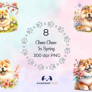 Digital download Chow Chow In Spring PNG File, Darling Dog with flowers Digital Image, 300 dpi, Watercolor Illustration, Easter Gift Idea. 5.0 (41)