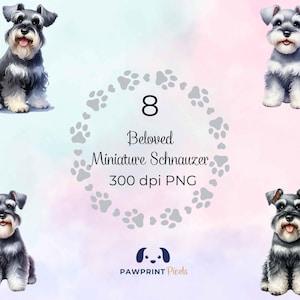 Beloved Miniature Schnauzer PNG Files | Kawaii Dog Lounging Digital Image | Watercolor Illustration | International Dog Day Gift Idea