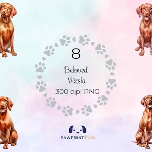 Beloved Vizsla PNG Files | Cute Dog Lounging Digital Image | Watercolor Illustration | International Dog Day Gift Idea