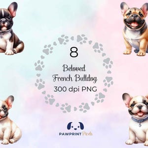 Geliebte Französische Bulldogge PNG-Dateien | Süßer Hund Faulenzen Digitales Bild | Aquarell Illustration | Internationaler Hundetag Geschenkidee