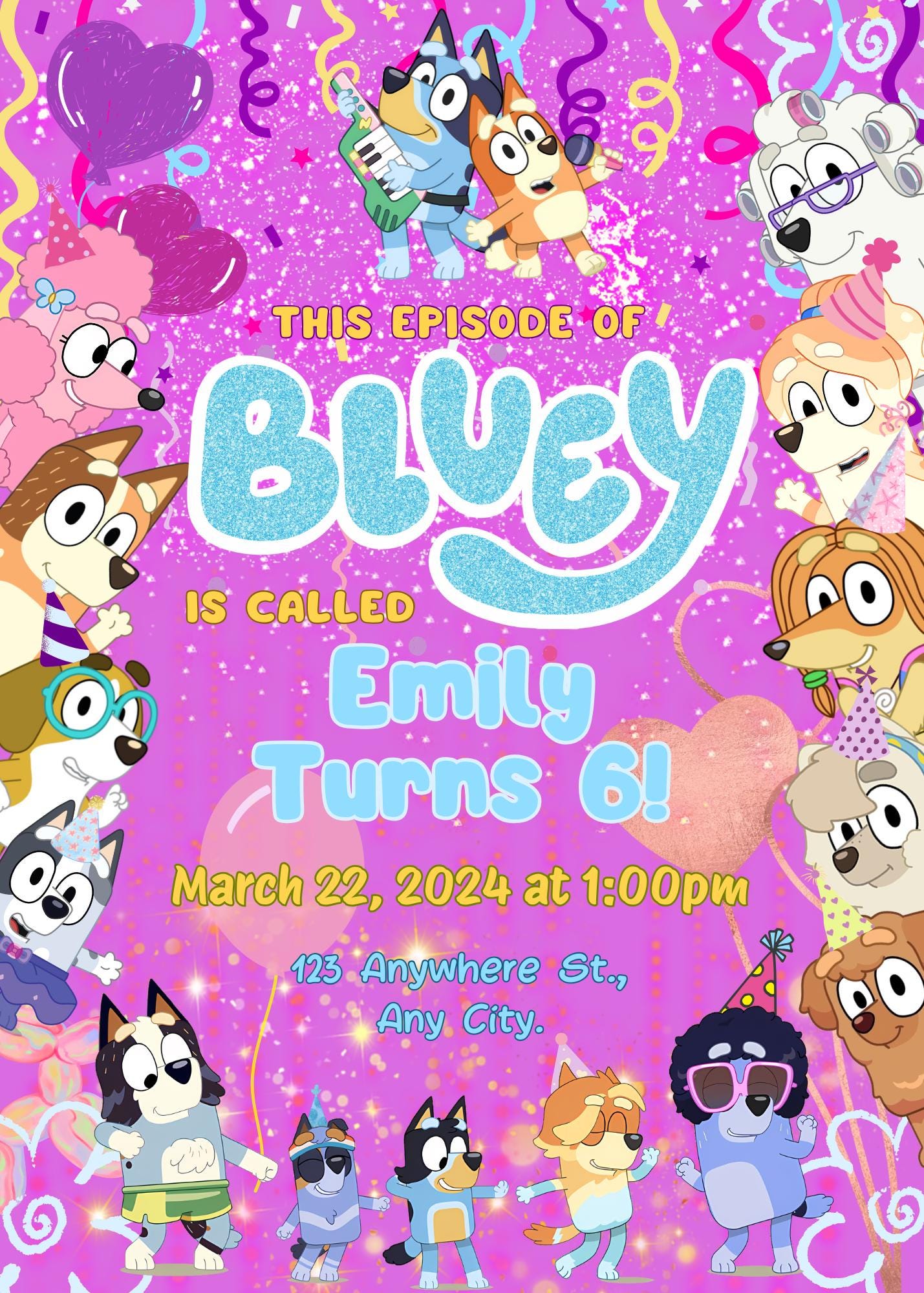 Knack Threads Bluey Birthday Invitation