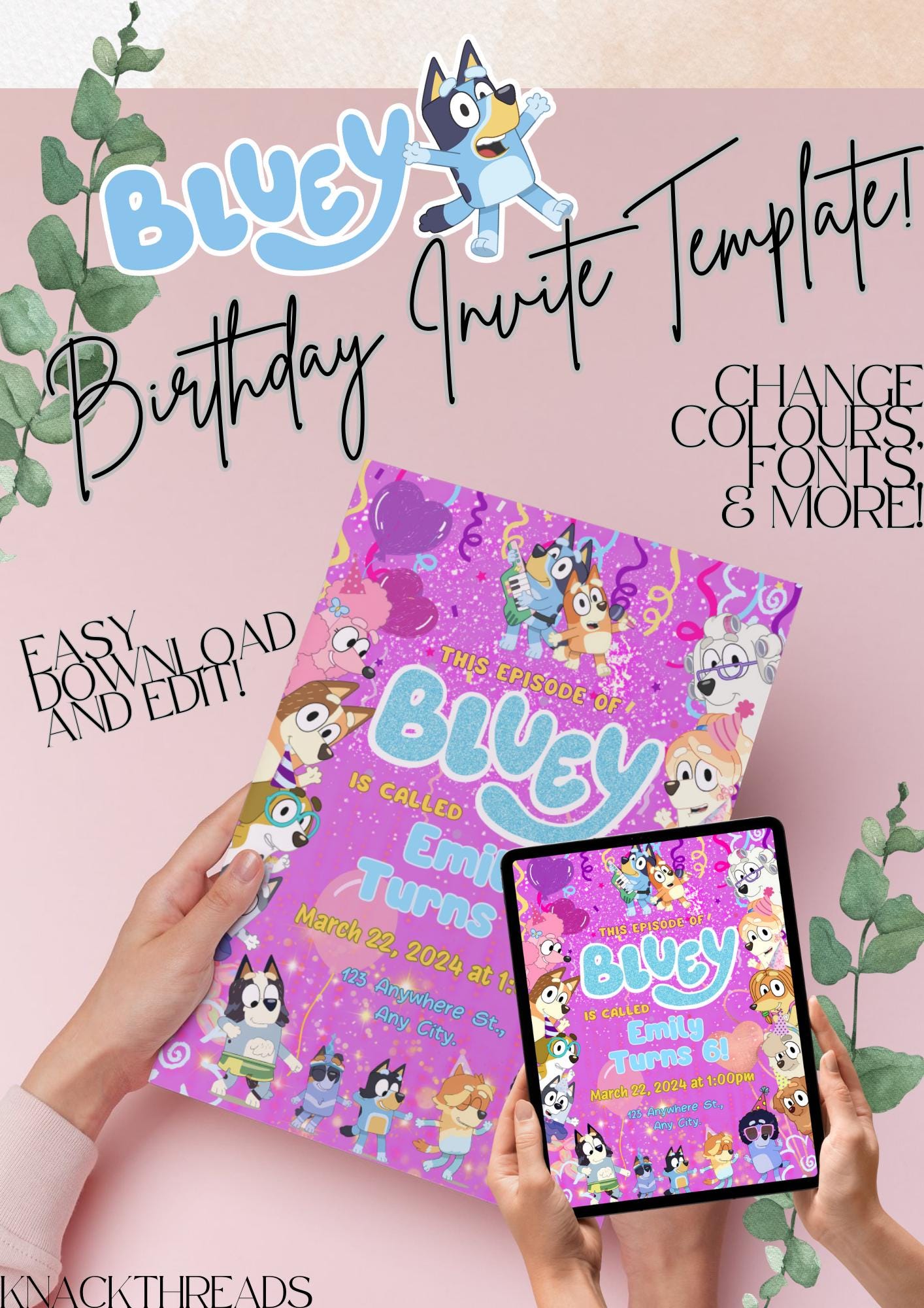 Printable Bluey Party Invitations Page Three Printable Bluey Party Invitations Page Three