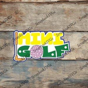 Scarica solo il file del titolo estivo del minigolf in formato SVG, titolo di album per attività familiari, macchina da taglio