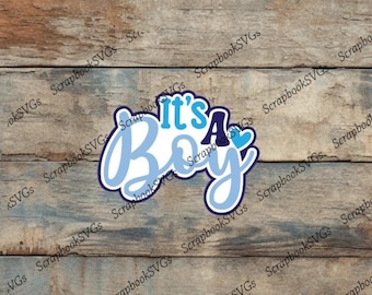Título para álbum de recortes "Es un niño" (SVG) / Anuncio de bebé (Descarga digital)