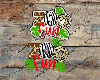 Zoo Fun SVG, titolo di album con stampe animali (download digitale)