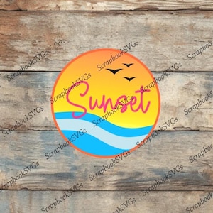 Scarica solo il file del titolo della spiaggia estiva al tramonto in formato SVG, carta da parati, album, macchina da taglio