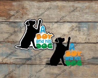 Título de álbum de recortes "Un niño y su perro" SVG (descarga digital)