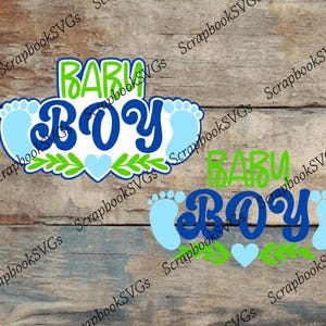 SVG bambino ragazzo titolo impronta nascita annuncio carta patchwork album titolo macchina da taglio file download solo file