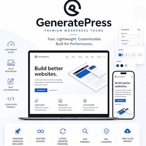 Tema WordPress GeneratePress / Accesso a vita, licenza GPL