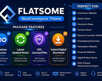 Flatsome WooCommerce Theme | Multi-Purpose Responsive Theme | Lifetime Access | Latest Updated Version | GPL Licensed