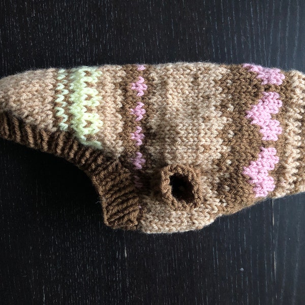 Hand-knit Fair Isle Dog Sweater - “Sweet Latte” (SL1222)