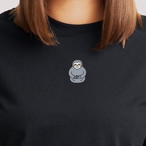 Embroidered Sloth T-shirt | 100% Cotton | dyed heavyweight t-shirt | Perfect Unisex  Gift Idea