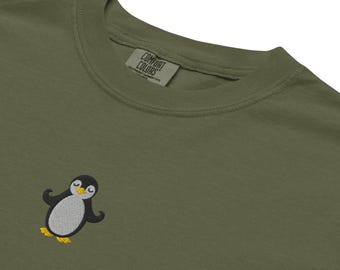 Cute Penguin Graphic Tee | 100% Cotton | dyed heavyweight t-shirt | Perfect Unisex  Gift Idea