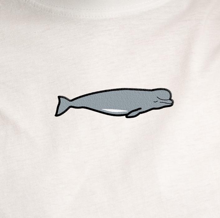 Embroidered beluga whale dolphin Graphic Tee | 100% Cotton | dyed heavyweight t-shirt | Perfect Unisex  Gift Idea