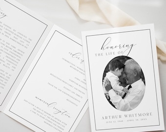 Canva Funeral Program Template: Celebration of Life (Instant Download)