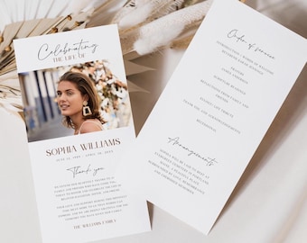 Double-Sided Funeral Program Template: Canva Celebration of Life Program, Instant Download