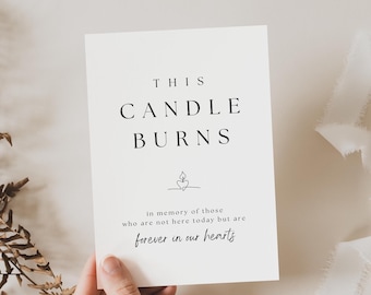 Memorial Candle Sign Template: Celebration of Life, Wedding Table (Instant Download)