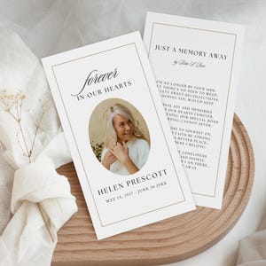 Foto Beerdigung Gebetskarte Vorlage, Canva druckbareMemorial Gebetskarte, Feier des Lebens, für immer in unseren Herzen, sofort Download