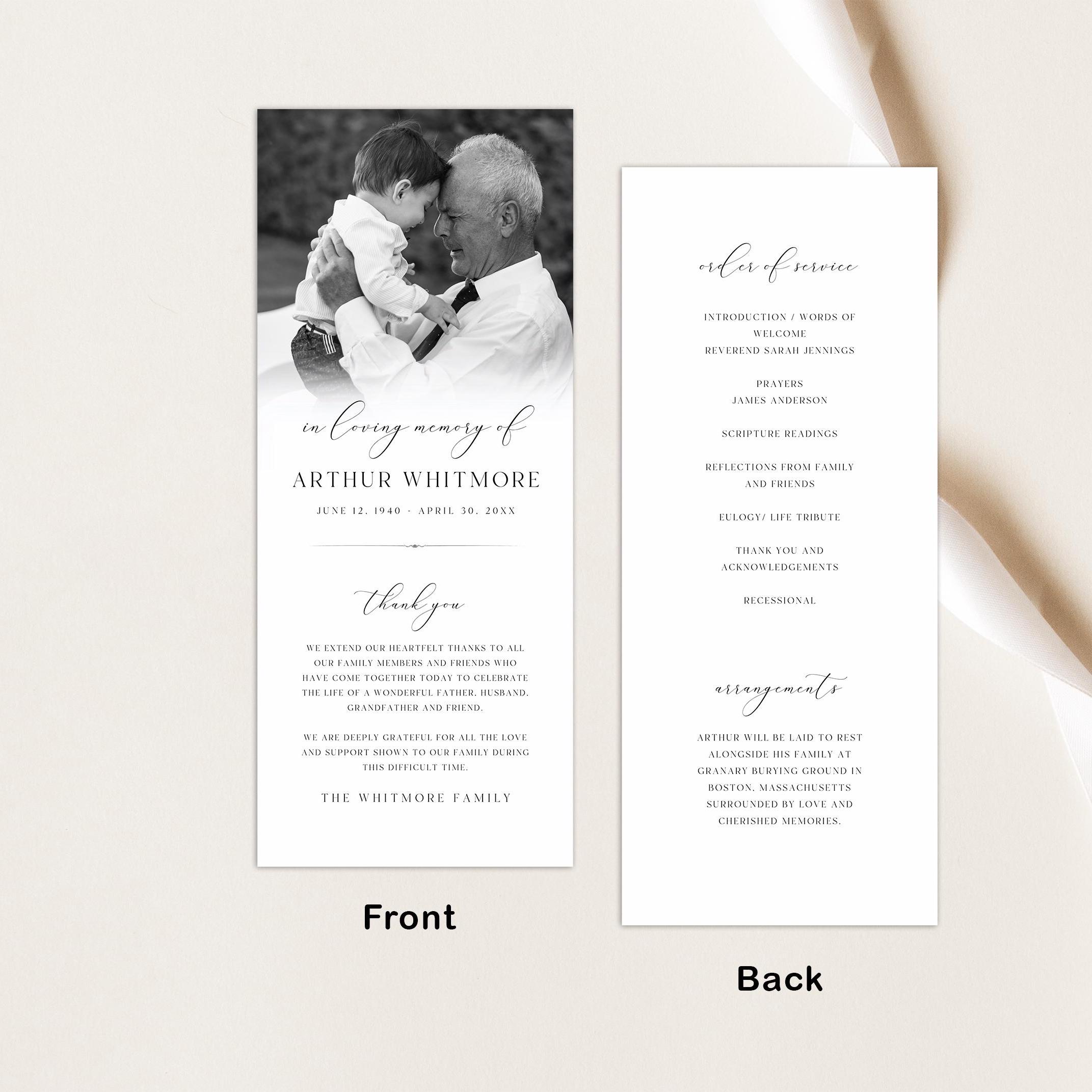 Double-sided Funeral Program Template: Celebration of Life, Canva ...