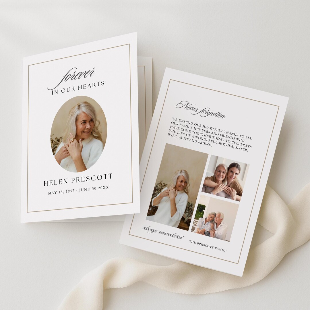 Elegant Funeral Program Template: Canva Celebration of Life Program ...