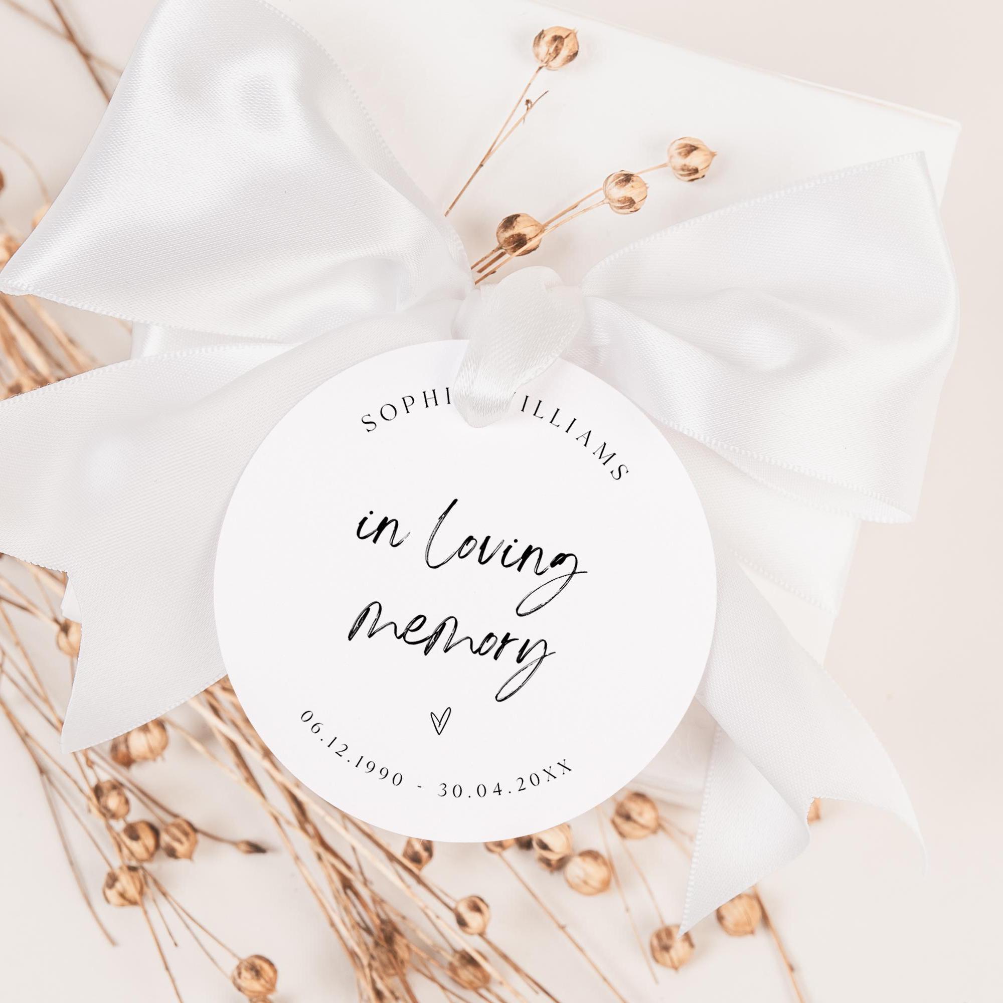 In Memory Small Tags Funeral Favor Tags Canva Template: in Loving Memory Celebration of Life ...