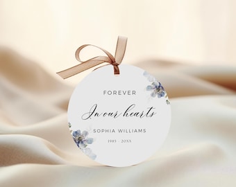 Floral Memorial Gift Tag Template: Funeral Favor Tag, Instant Download