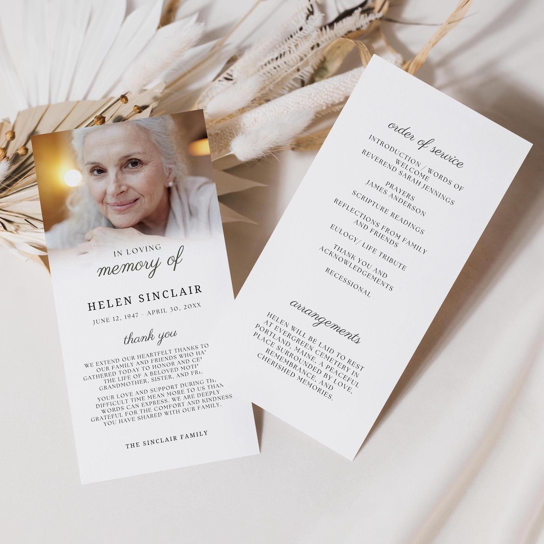 Simple Funeral Program Template: Double-sided, in Loving Memory ...