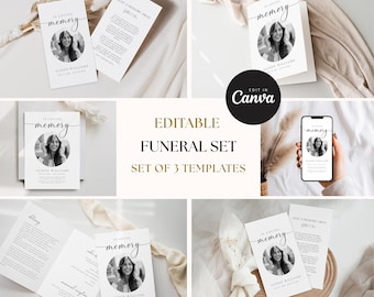 Loving Memory 3-Piece Memorial Set, Celebration of Life Bundle, Canva Set, Instant Download