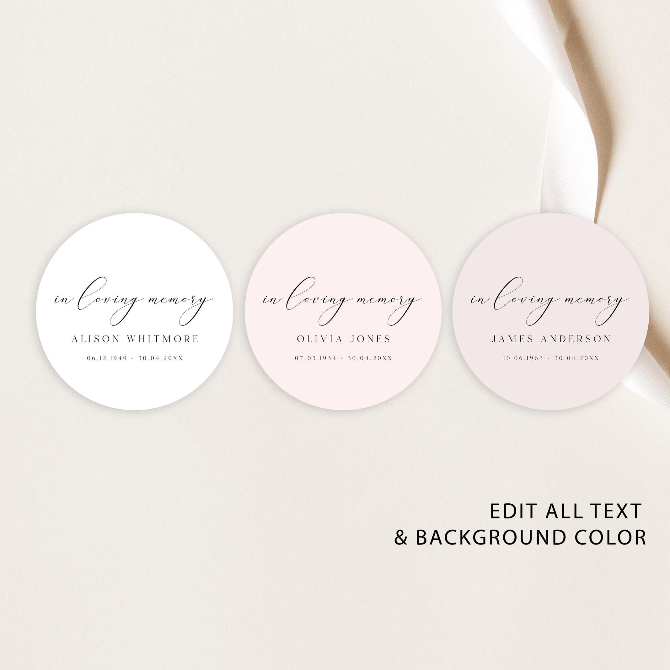 In Memory Small Tags Memorial Gift Tag Template: Elegant Funeral Favor Tag, in Loving Memory ...