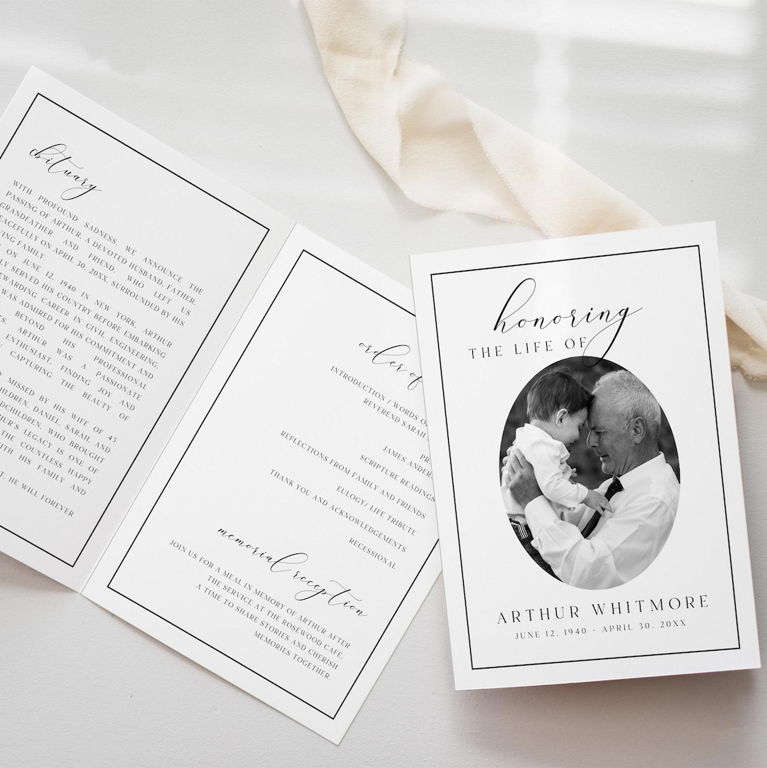Canva Funeral Program Template: Celebration of Life (instant Download ...