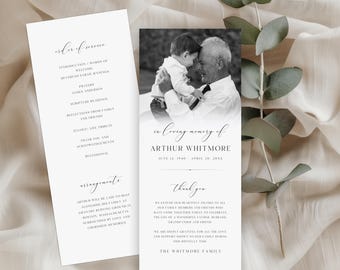 Double-Sided Funeral Program Template: Celebration of Life, Canva (Instant Download)
