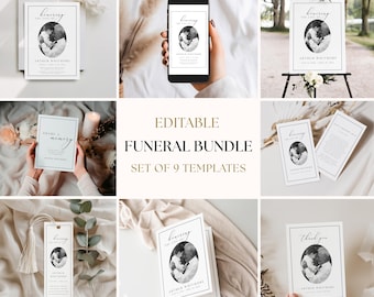 Editable Funeral Program Bundle: Canva Memorial Set, Celebration Of Life, Instant Download