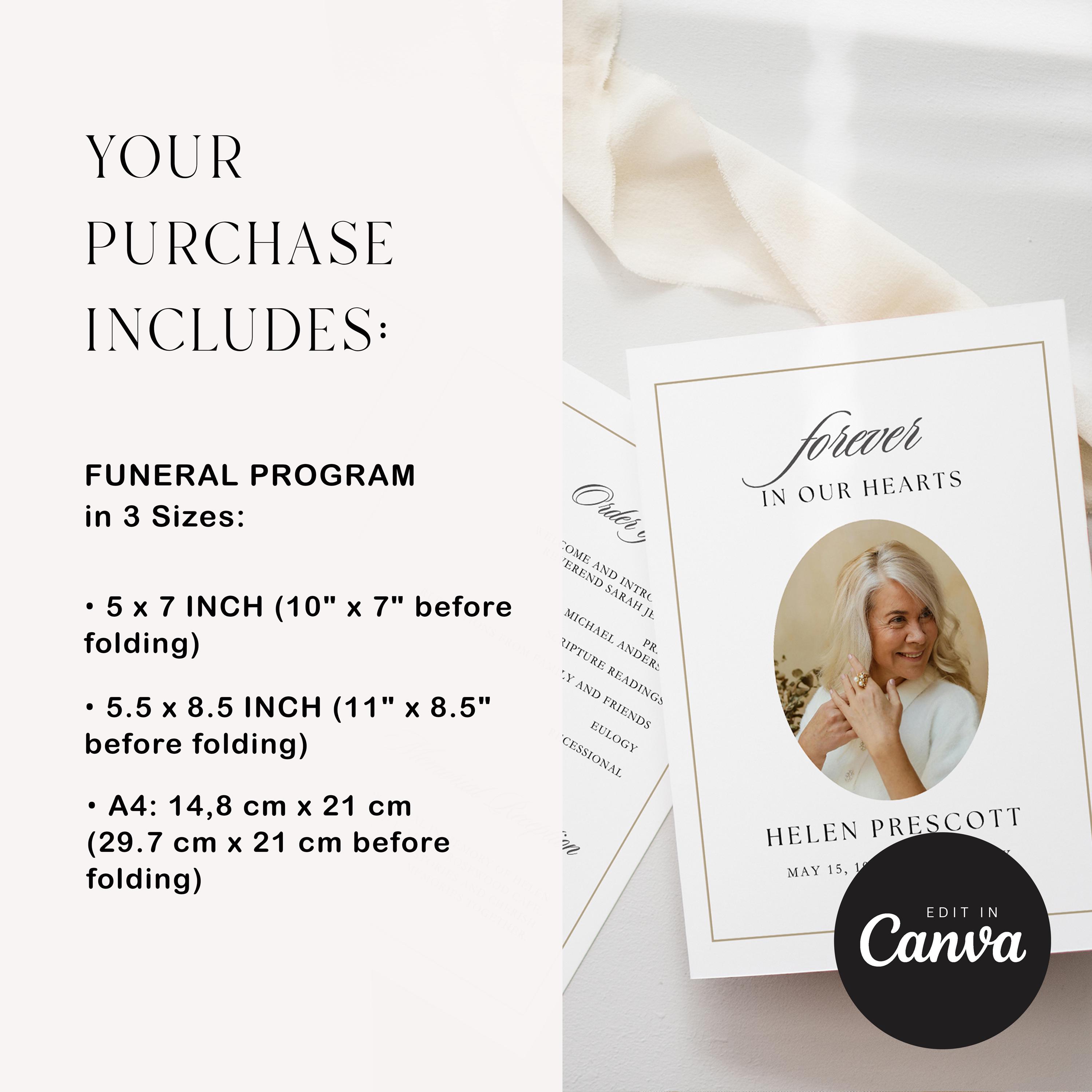 Elegant Funeral Program Template: Canva Celebration of Life Program ...
