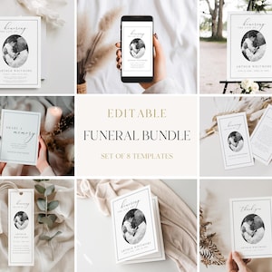 Begrafenisbundel, begrafenisprogrammabundel, Canva Memorial-pakket, Celebration Of Life-set, Begrafenispakket, Instant Download