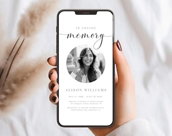 Modern Funeral Evite Template: Canva Electronic Announcement (Instant Download)