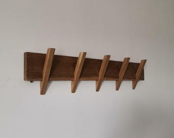 Modern Dark Oak Coat Rack: Wall Mounted Entryway Organizer
