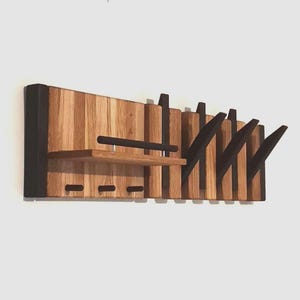 Eikenhouten wandkapstok voor piano, omklapbare kapstok, kapstok voor wandmontage, houten muurhanger, eikenhouten rek