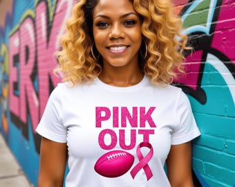 Pink Out Football PNG Bundle: Breast Cancer Awareness Design (2 Digital Downloads